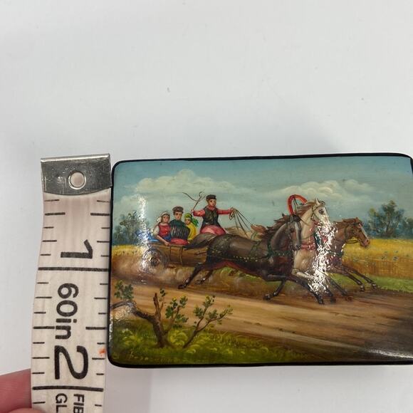 Antique Ussr lacquer hand painted trinket box - Picture 10 of 12